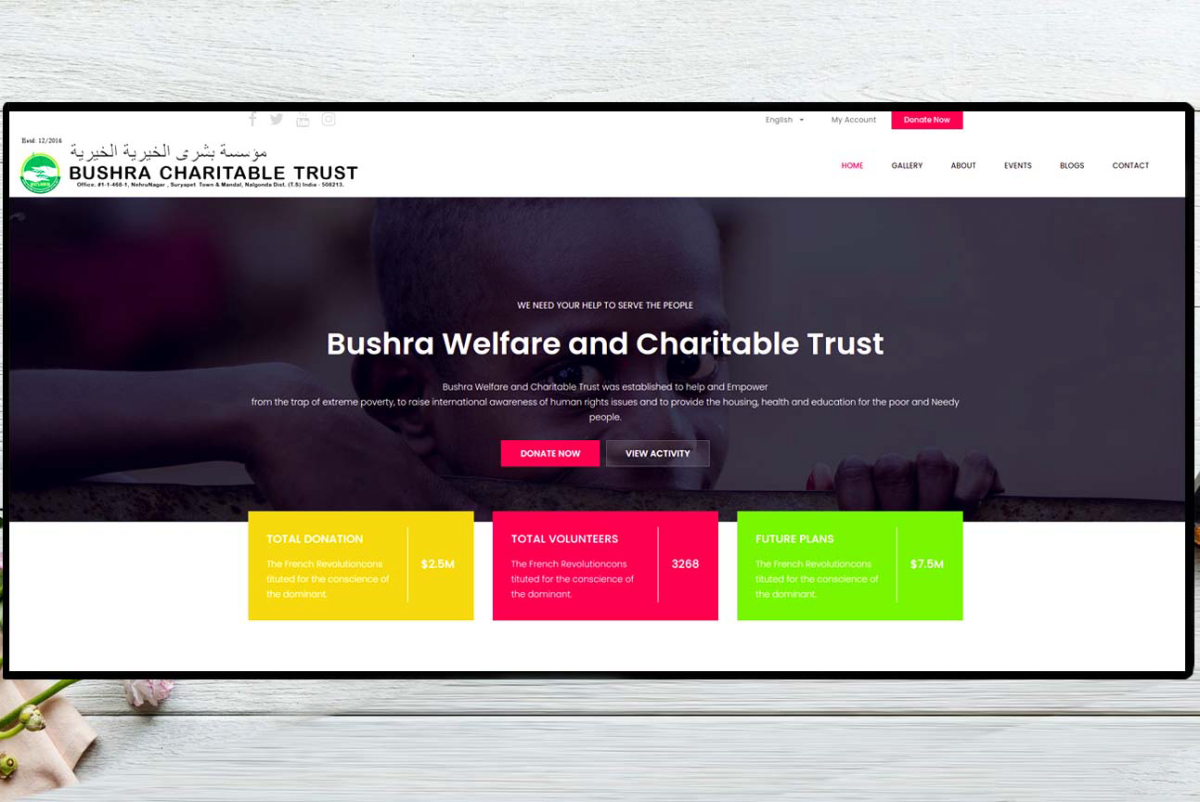 Fundraising Bushra Trust Website by Innobuz